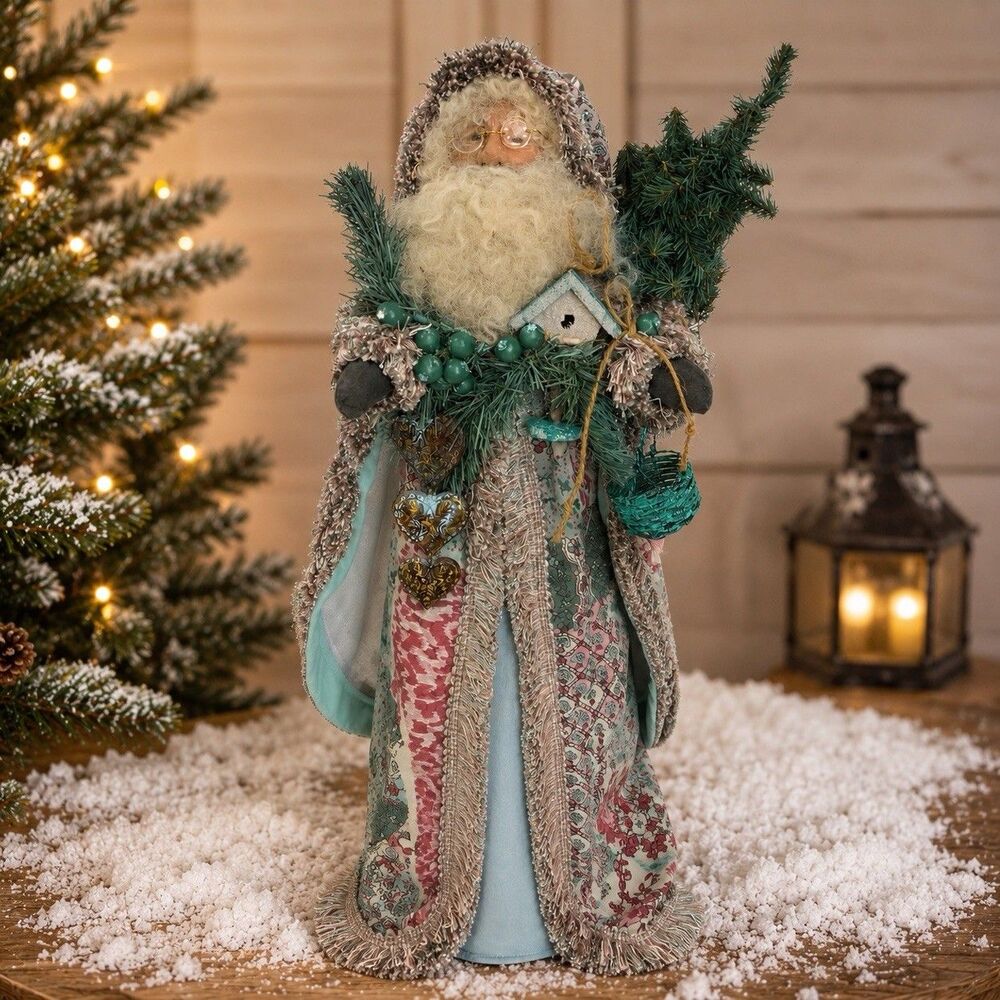 Vintage 1999 Hand Crafted Santa Claus Signed Pat Miller Quilted Tree 20”